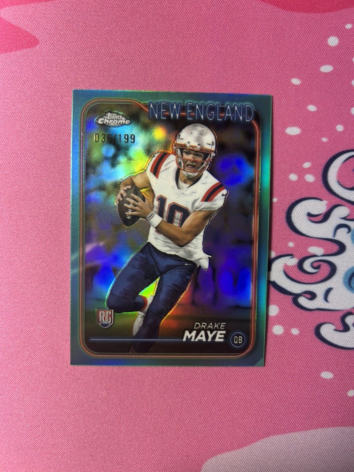 /199 2024 TOPPS CHROME #203 DRAKE MAYE -AQUA REFRACTOR- RC ROOKIE CARD 