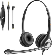 Cell Phone Headset w/ Microphone Noise Cancelling  Call Control, 3.5mm Computer
