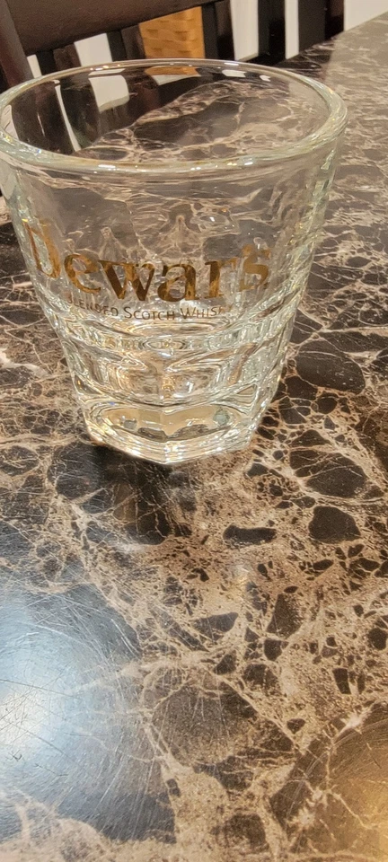 Dewars Blended Scotch Whiskey Double Shot Rocks Glass Gold Logo 3" H - Image 3 of 4