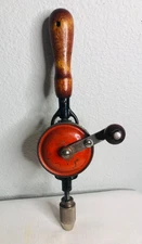 VTG Miller Falls Hand Crank Drill - Cast Iron Body - Wood Handle - Double Crank