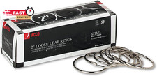 ACCO Loose Leaf Binder Rings, 2", Silver, 50 Rings/Box 72205 