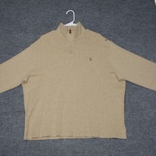 Polo Ralph Lauren Quarter Zip Pullover Mens XXL Tan Estate Rib Cotton