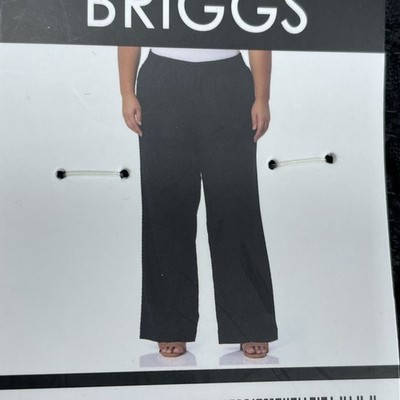 Briggs Womens XL Wide Leg Pants Black Linen Blend d1215
