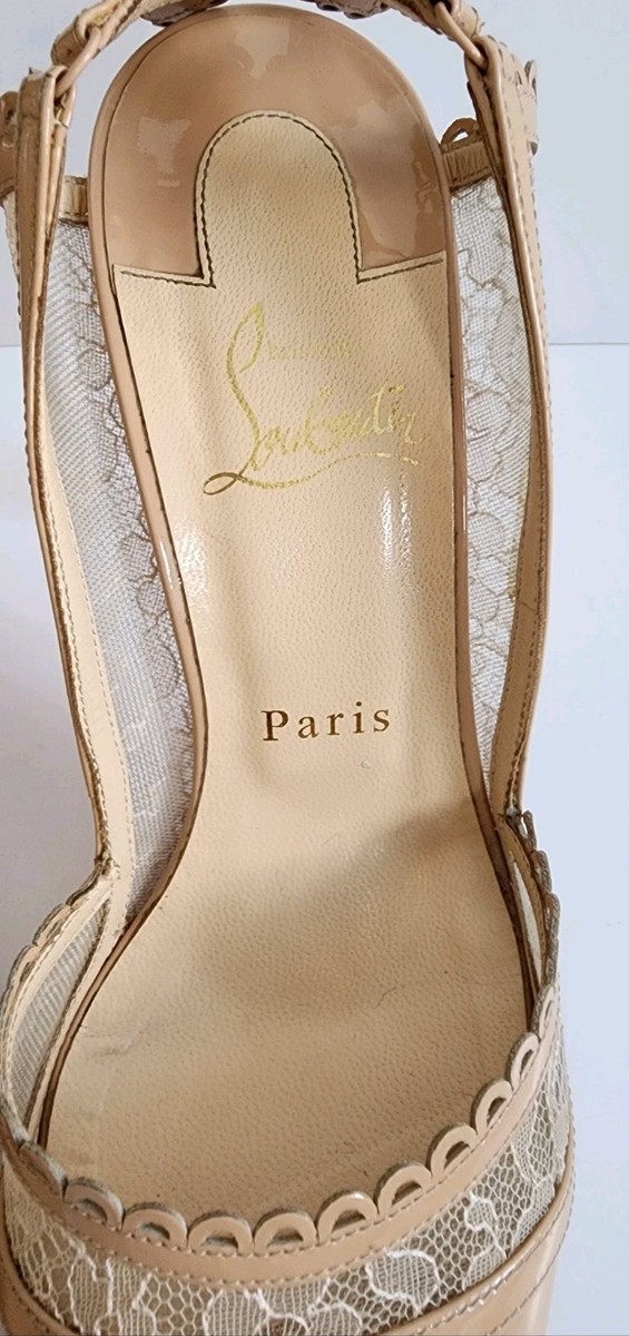CHRISTIAN LOUBOUTIN HOT SPRING 100CM CHANTILLY PATENT BEIGE SANDALS HEELS  38