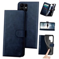 Compatible with Samsung Galaxy S25 Ultra Genuine Leather Wallet Dark Blue
