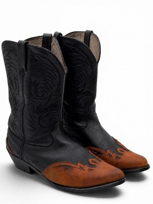 Durango DB568 Vintage Western Cowboy Boots Black Brown Leather Snip Toe 13EE EE