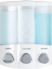 Products, White 76354 Euro Series TRIO 3-Chamber Soap and Shower Dispenser