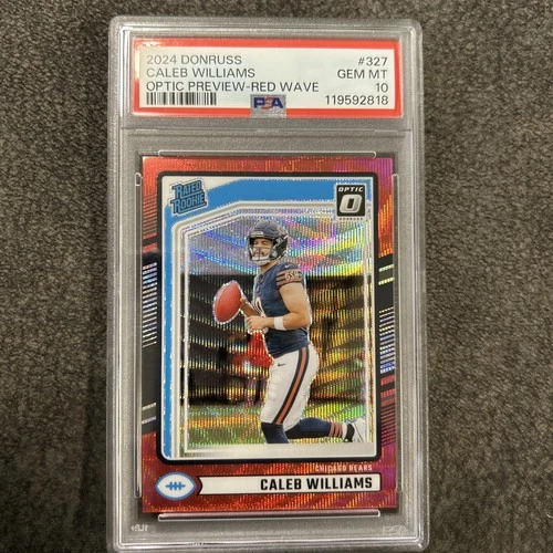 2024 Donruss Rated Rookie Caleb Williams 327 Optic Preview Red Wave PSA 10 G💎M