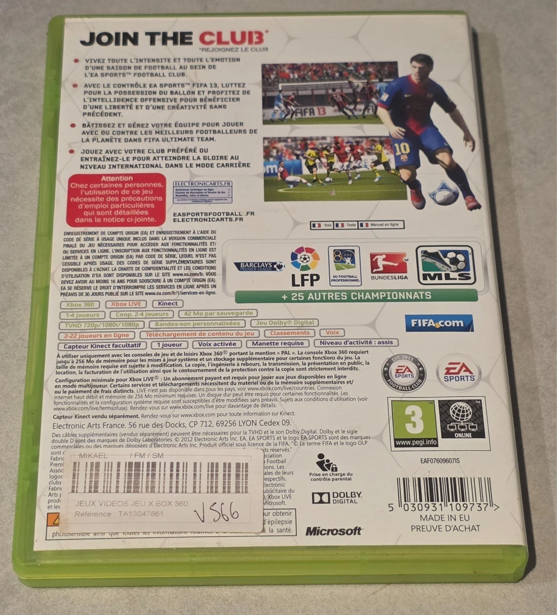 FIFA 13 MICROSOFT XBOX 360 XD