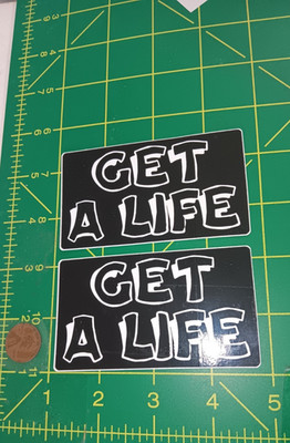 X2 VINTAGE GET A LIFE Sticker Decal  ORIGINAL old stock