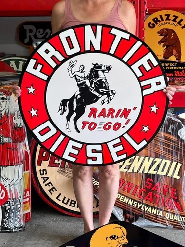 Vintage Old Style Sign Frontier Diesel NOT Porcelain Made in USA 30x30