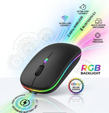 Rechargeable Bluetooth 5.1 Wireless Mouse Dual Mode 2.4G RGB Silent Slim for PC