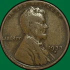 1933-D Lincoln Wheat Cent Very Good VG Coin, Scratch #34945