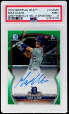 2023 Bowman Draft Max Clark PSA 9 Chrome Prospect Autograph Green Refractor Mint