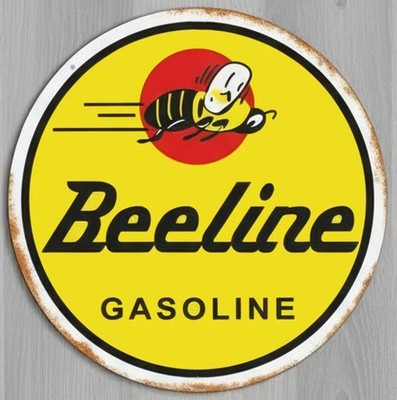 Beeline Gasoline 12'' Diameter Vintage Novelty Metal Sign Made In USA