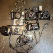 Lot Of 7 35mm Film Cameras - Canon Minolta Ricoh FOR PARTS REPAIR / UNTESTED