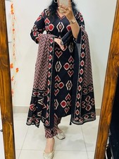 Indian Women Cotton Kurta Set Designer Bollywood Ethnic Kurti Pant Dupatta Set