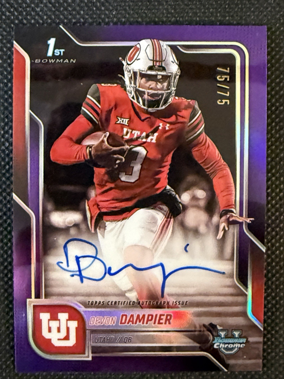 2025 Bowman U Chrome Devon Dampier 1st Purple Auto /75 Utah