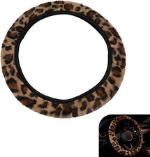 Fuzzy Steering Wheel Cover 14.96 Leopard Print Fluffy Fur 1 Pc Brown
