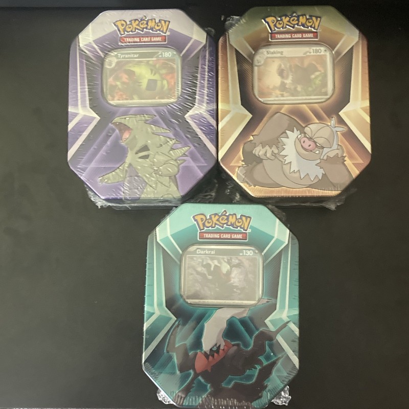 Pokemon TCG V Heroes Tin Lot: Tyranitar V, Slaking V, Darkrai V Sealed (3)