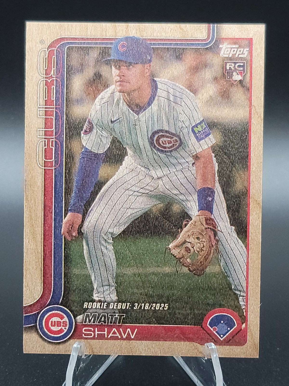 Matt Shaw 2025 Topps Update Rookie Debut Wood 05/25 Chicago Cubs