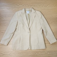 Pendleton Blazer Womens 12 Virgin Wool Single Breast Button Front Tan Lined