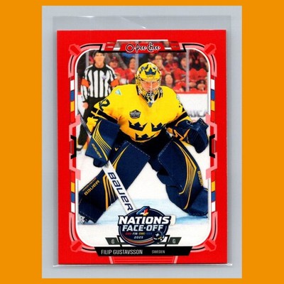 Filip Gustavsson #502 2025-26 O Pee Chee Red Border Sweden Hockey Card NHL