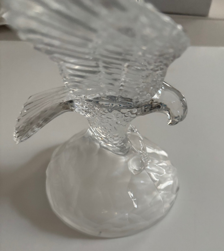 Vintage Glass Eagle Figurine Sculpture Frosted Base Lead Crystal