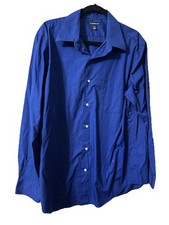 Croft  Barrow Men  s Large 16.5 34/35 Shirt Royal Blue Long Sleeve Button Up