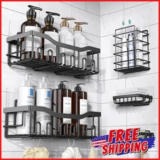 ADHESIVE SHOWER CADDY ORGANIZER Bathroom Shelves Large Storage Rustproof Rack