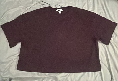 Damen Pullover Strick bordeaux Kurzarm Rundhals ohne Muster M