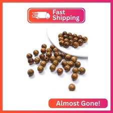 200pcs 10mm Natural Wooden Round Fall Beads Bulk for Crafts Polished Spacer Mala