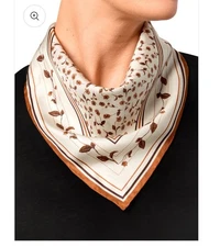 SARAH FLINT Sarah’s Garden silk scarf sepia floral 45cm NEW! $150