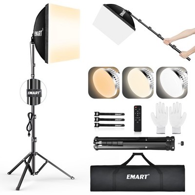 EMART Softbox Lighting Kit, 16X16 Soft Box, 3000K-6000K 85W LED Bulbs with Re...