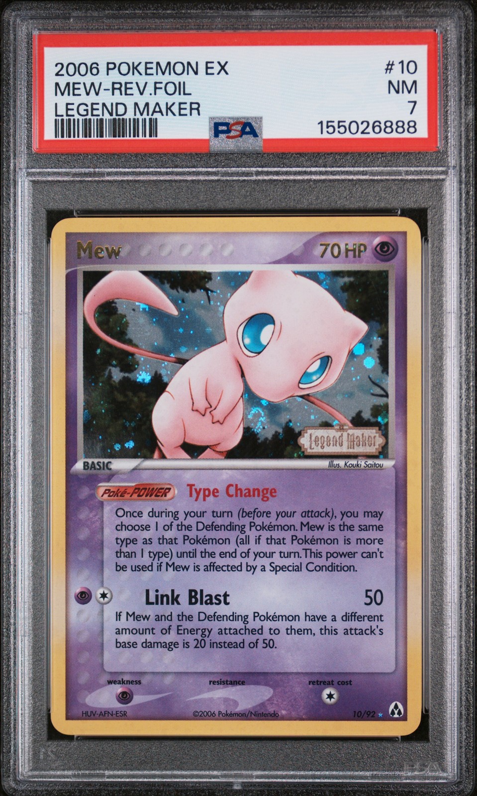 2006 POKEMON EX LEGEND MAKER #10 MEW-REVERSE FOIL PSA 7