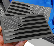 2-Pack Black Metal American Flag Emblem Decals 5"x3" for Car, Truck, SUV