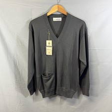 Albavarden Sweater Mens Medium Gray V Neck 100 Wool Pocket Pullover Tag 48