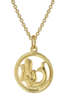 TRENDOR Schmuck Sternzeichen Wassermann Gold 333 Anhänger Ø 16 mm + Halskette 75 - Bild 1 von 4