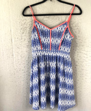 Babydoll Dress Womens Large Geometric Print Sleeveless Y2K Retro Sundress Beach