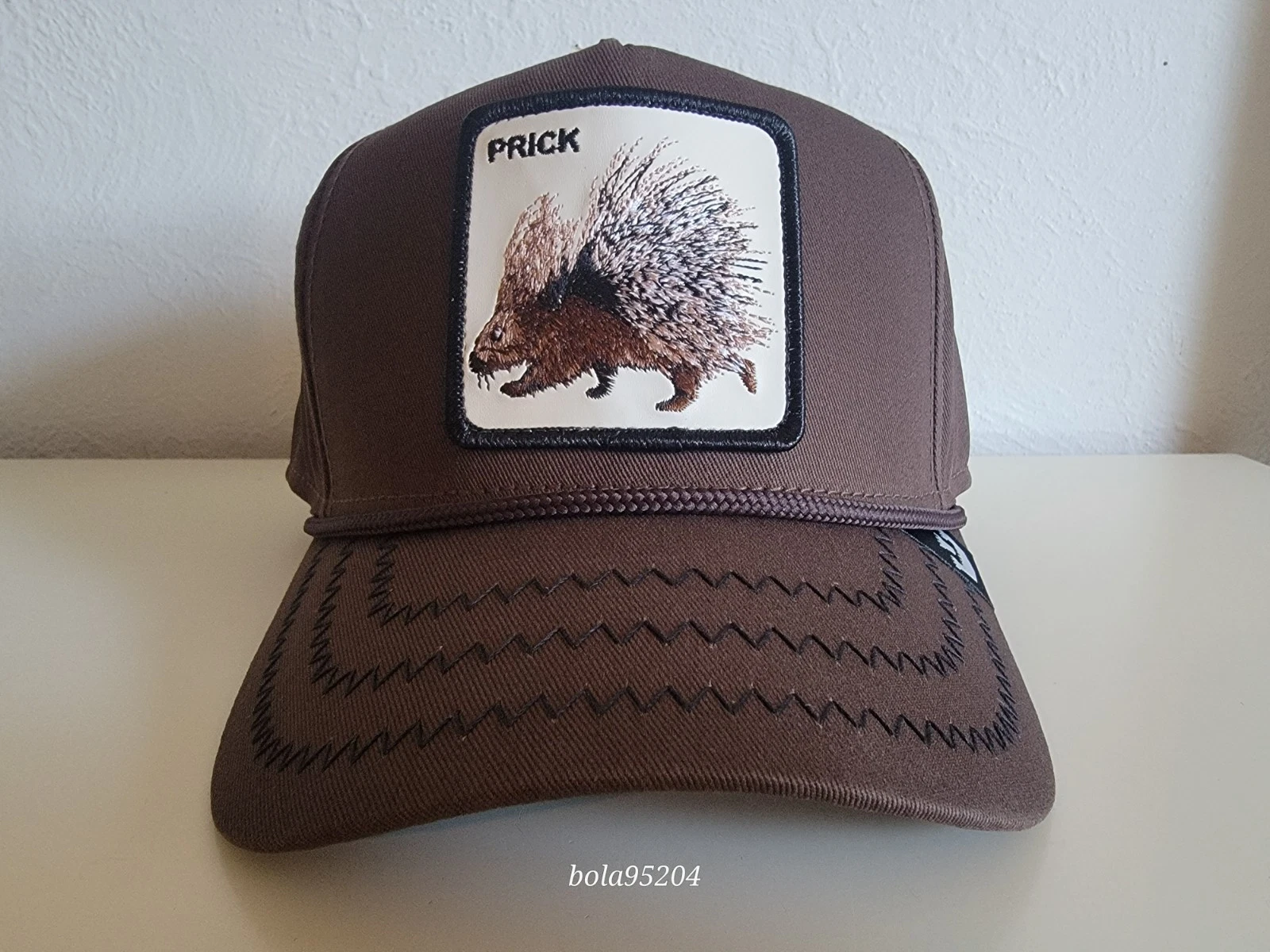 Goorin Bros The Farm Prick Porcupine Patch Trucker Hat Dark Brown Snapback NWT