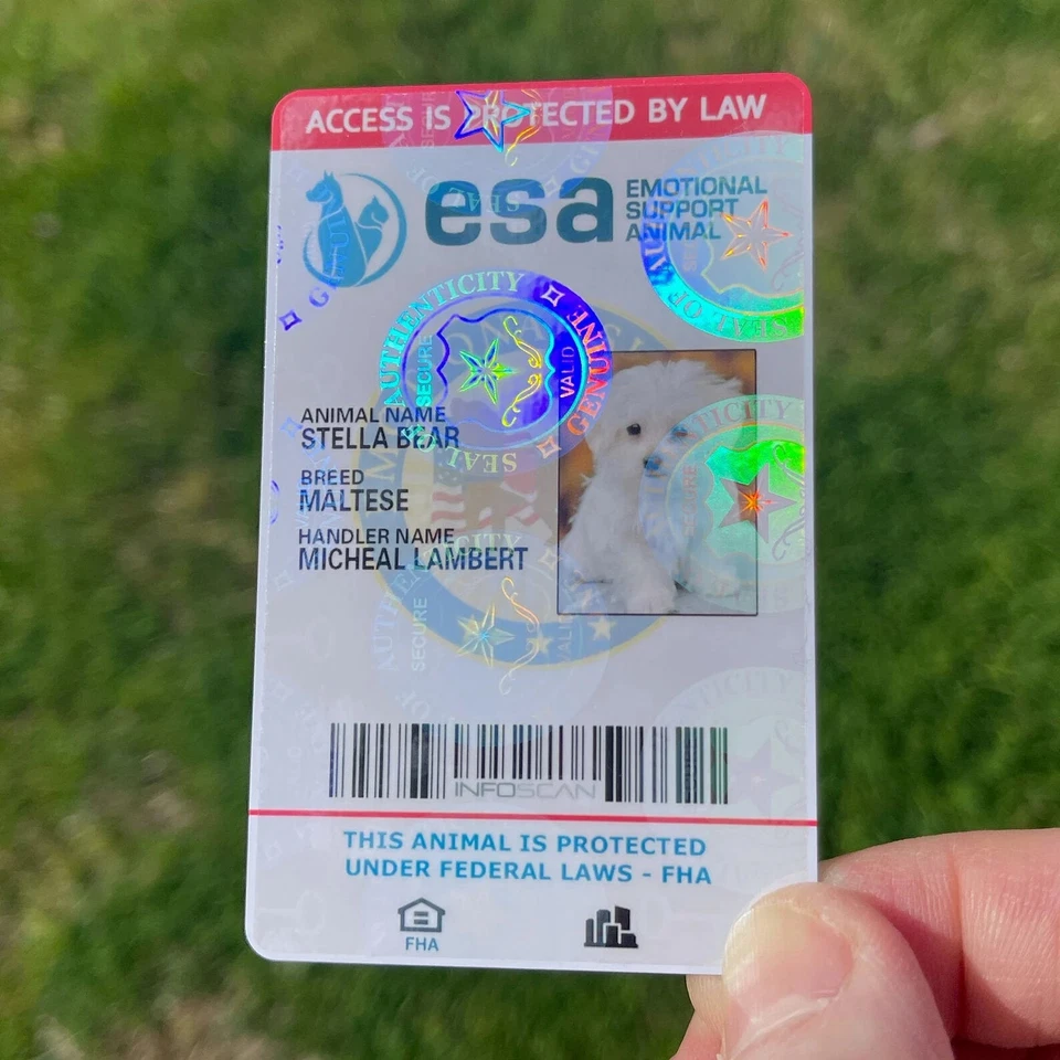 ESA ID CARD FOR EMOTIONAL SUPPORT DOG + ONLINE REGISTRATION HOLOGRAPHIC - Image 2 of 4