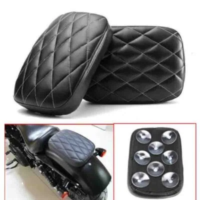 Sitz Sitzpad Motorrad Sozius mit 8 Saugnapf Für Harley Bobber Chopper Schwarz