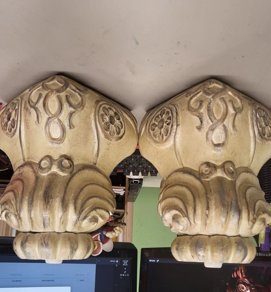 BIG Set of 4 Beige Ivory 8" Wood Sofa Carving Legs, Wooden Furniture Upholstery  - Image 2 of 4