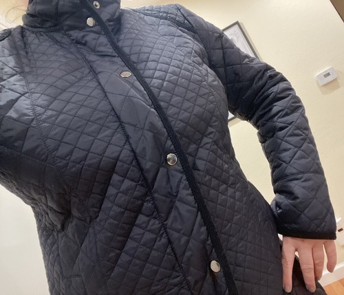 Hobbs London Navy Quilted Zip Front Hip Length Coat Women’s US12 - Picture 7 of 24