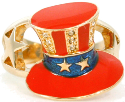 Uncle Sam s Hutring vergoldet Metalllegierung besetzt mit Emaille und Kristallen