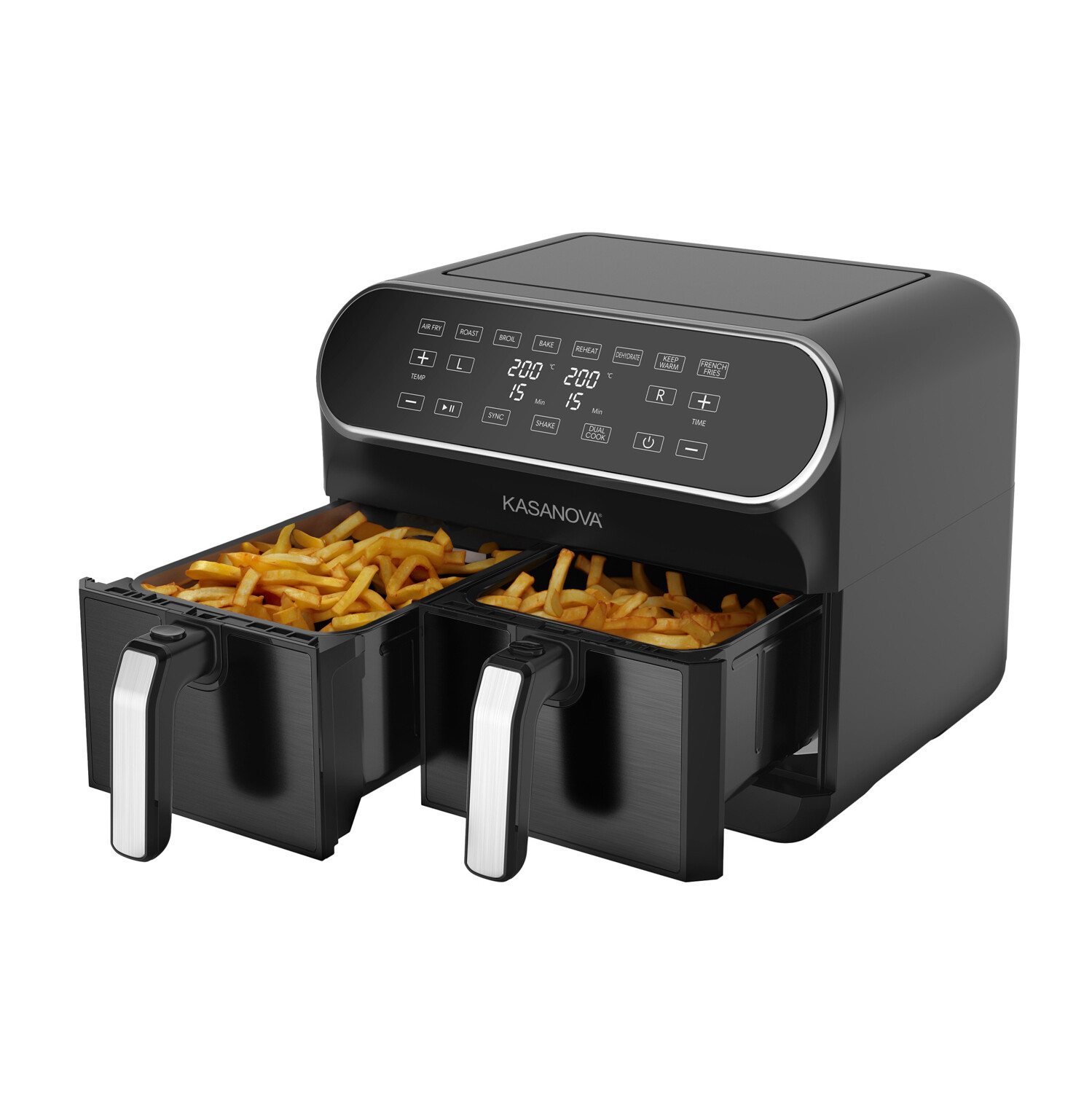 KASANOVA Friggitrice ad aria doppio cestello 1700 W nera nero
