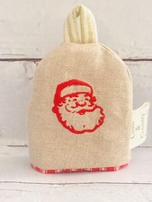 Santa Fabric Egg Cosy - Susie Watson Fabric Hanging Loop - Striped Lining - Xmas