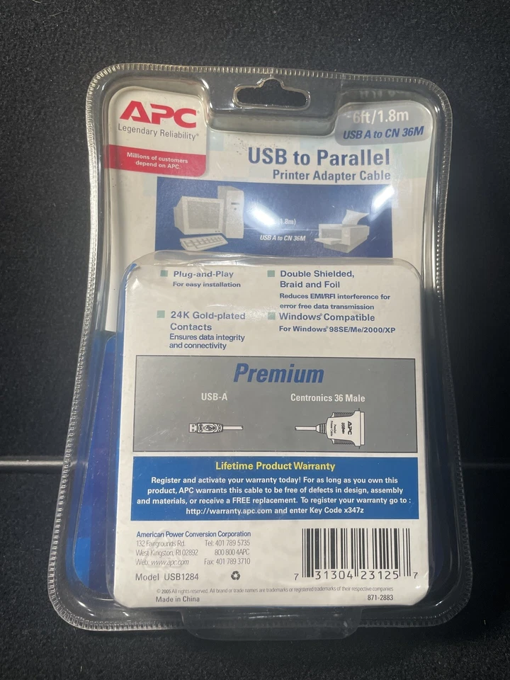 NEW!  APC USB to PARALLEL Printer Adaptor Cable 6'/1.8m  USB1284 - Image 3 of 3