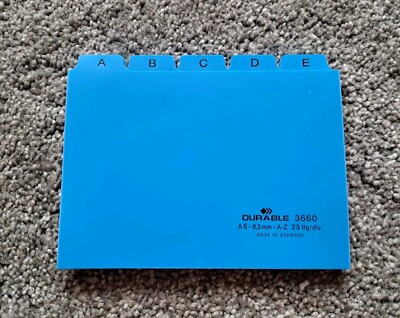 Durable Karteikartenregister 3660 A6 0,3 mm A-Z 25 tlg. quer blau