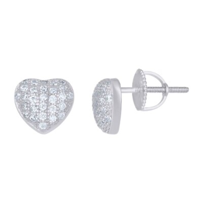 0.10CT Round Cut Moissanite Heart Studs Earrings 14K White Gold Plated Silver